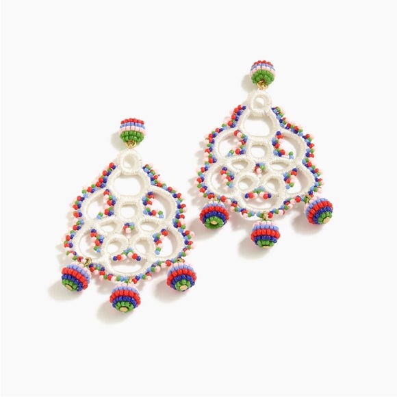 J. Crew Bead and Embroidery Earrings in Ivory - Picture 2 of 2